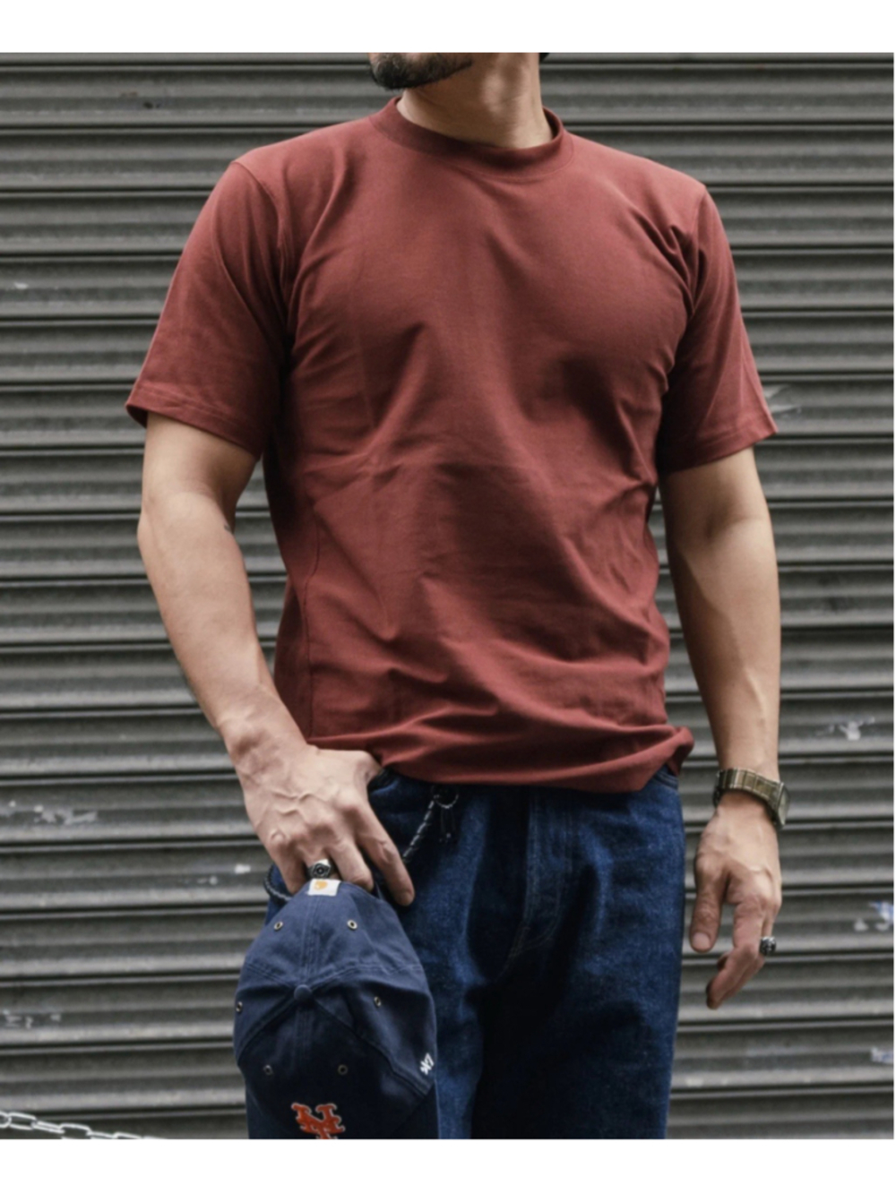 BRONSON MFG. CO. 10.6 oz Reverse Weave 100% Cotton T-Shirt Burgundy S 🇺🇸ship